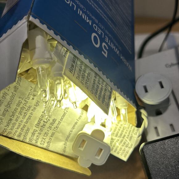 NEW Holiday Time LED Mini Lights 50 Warm White Indoor Outdoor White Wire WORKS - Picture 2 of 7